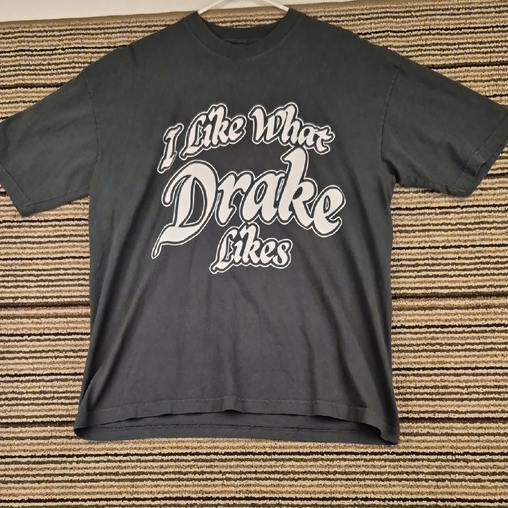 DRAKE Rapper I Like What Drake Likes Blur Tour Green Cotton Mens‎ L Rap T Shirt